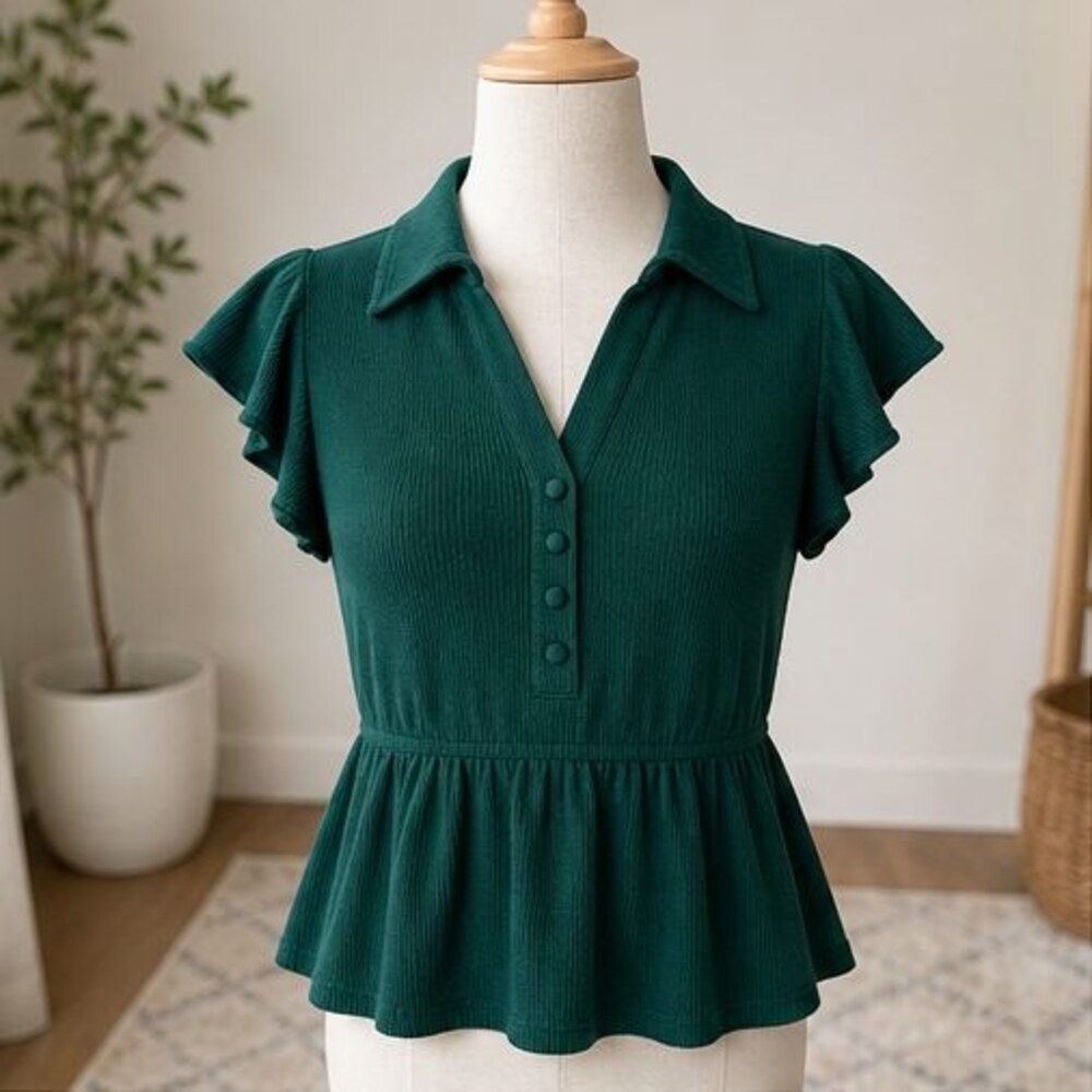 Emerald Button Blouse